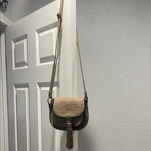 Elegant Tan and Brown Crossbody Bag